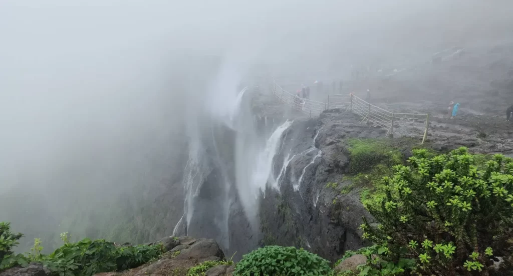 Naneghat waterfall also known as reverse waterfall Pune