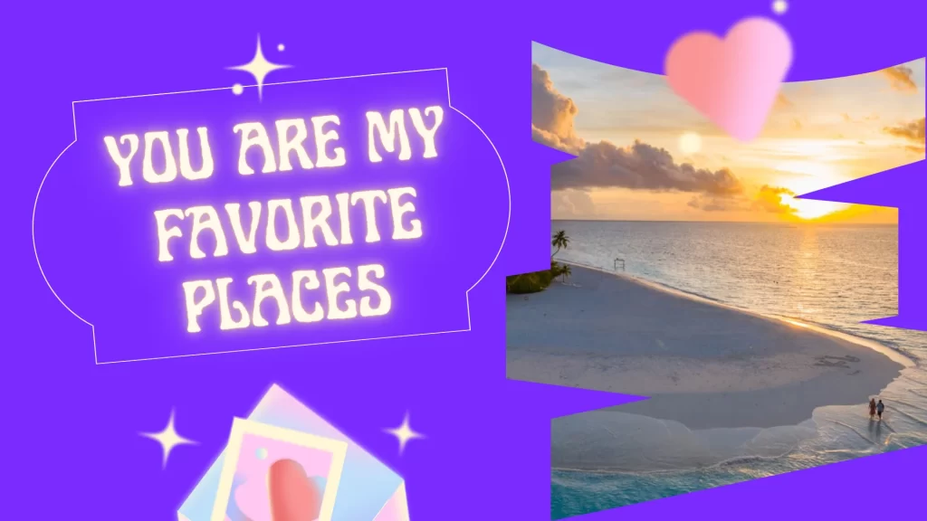 Purple Dreamy Romantic Couple Hero Image - You Are My Favorite Places - Beachy Sunset