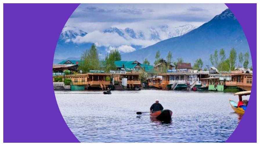 Scenic collage of Indian summer travel destinations including hill stations, beaches and escapes