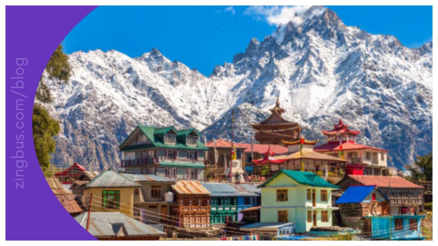 Scenic Himalayan mountain road viewed from a bus window while travelling to hill stations near Delhi in 2026.