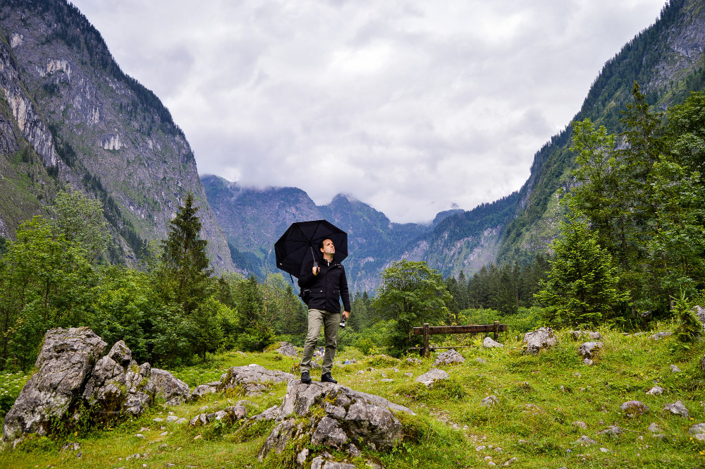 Green alpine meadow with wildflowers and monsoon clouds on one of the best monsoon treks near delhi by bus