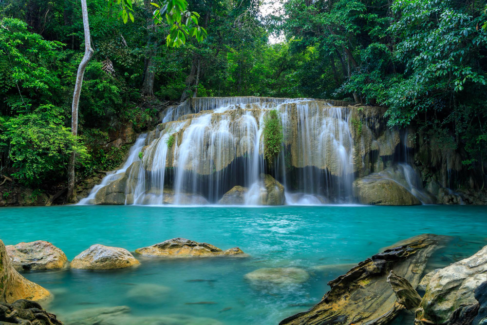 Twin waterfall cascading over rocky cliffs, one of the popular waterfalls near bangalore during monsoon season